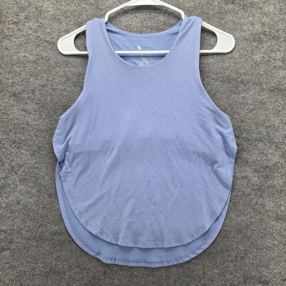 Buff Bunny Tank Top Womens Medium Light Blue Athletic Sleeveless Curved Hem